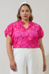 Vacey Floral Poly Smocked Top Curve