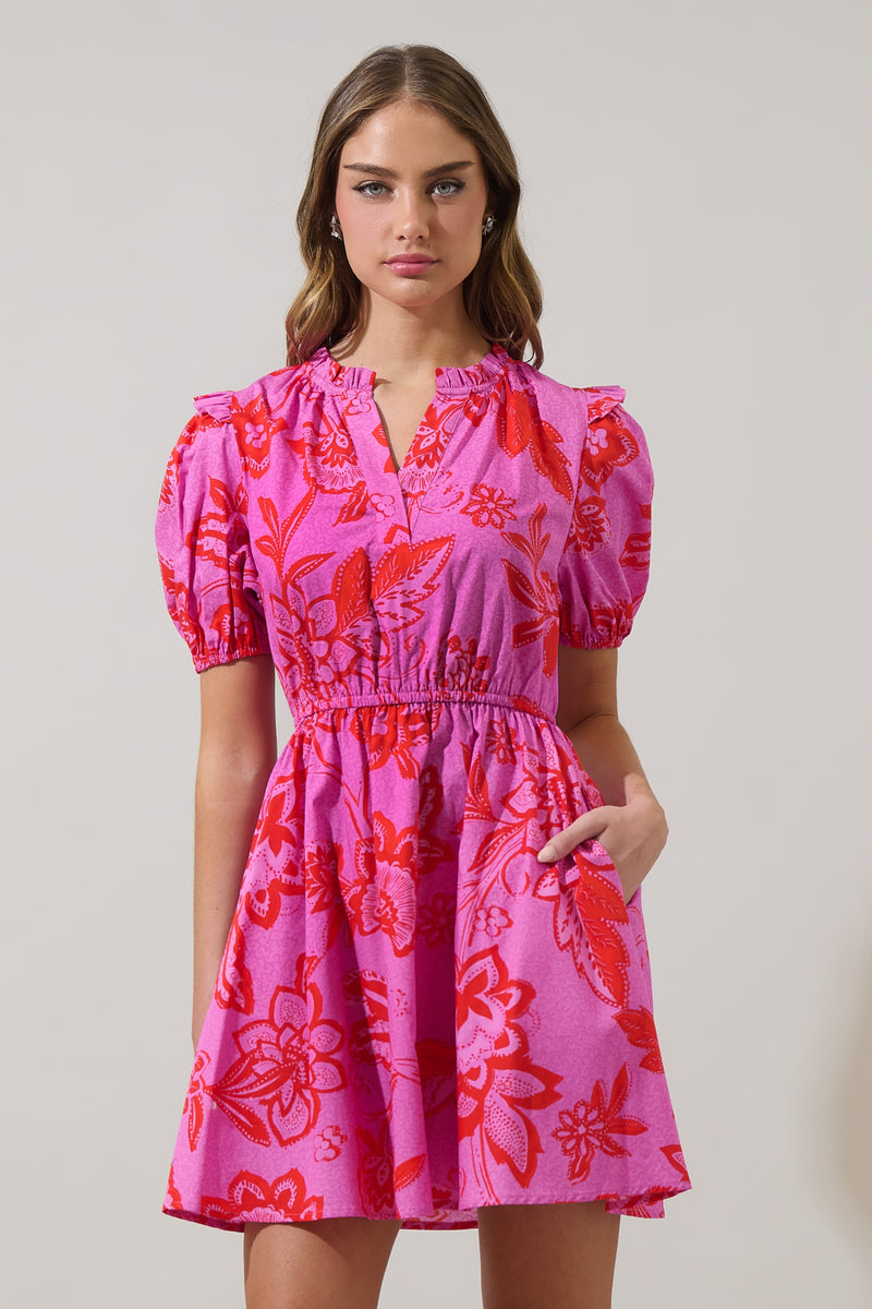 Weirly Floral Poplin Mini Dress – Sugarlips