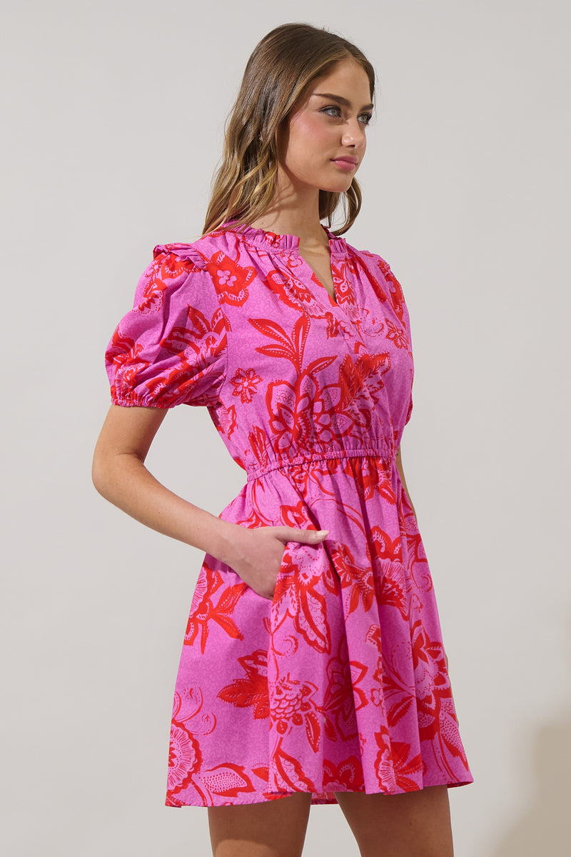 ワンピース Her lip to Embroidery Poplin Mini Dress Weirly Floral Poplin Mini Dress – Sugarlips