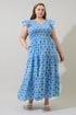 Elyse Geo Sunfire Tiered Midi Dress Curve
