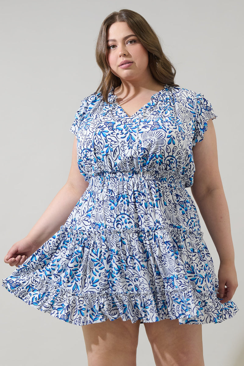 Mize Floral Toledo Tiered Mini Dress Curve – Sugarlips