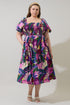 Blain Tropics Maray Smocked Midi Dress Curve