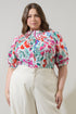 Kivia Blossom Smocked Mock Neck Top Curve