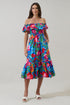 Naima Floral Off the Shoulder Smocked Midi Dress