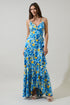 Zia Floral Satin Doris Ruffle Maxi Dress