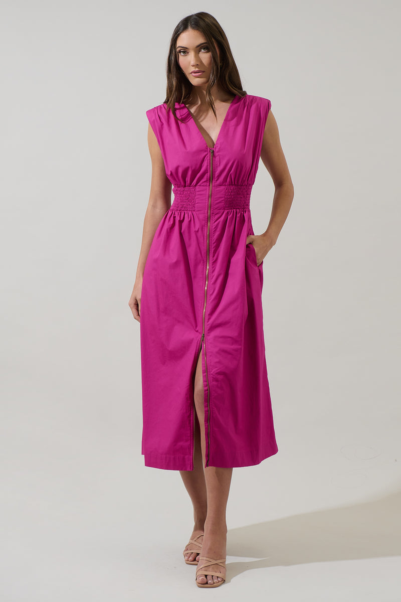 Joslyn Two-way Zipper Midi Dress – Sugarlips