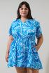 Canton Tropics Clarion Ruffle Mini Dress Curve