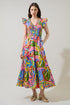 New Guinea Sunfire Tiered Midi Dress