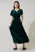 Juliete Velvet Palmer Tiered Maxi Dress