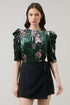 Sharon Floral Velvet Drape Sleeve Top