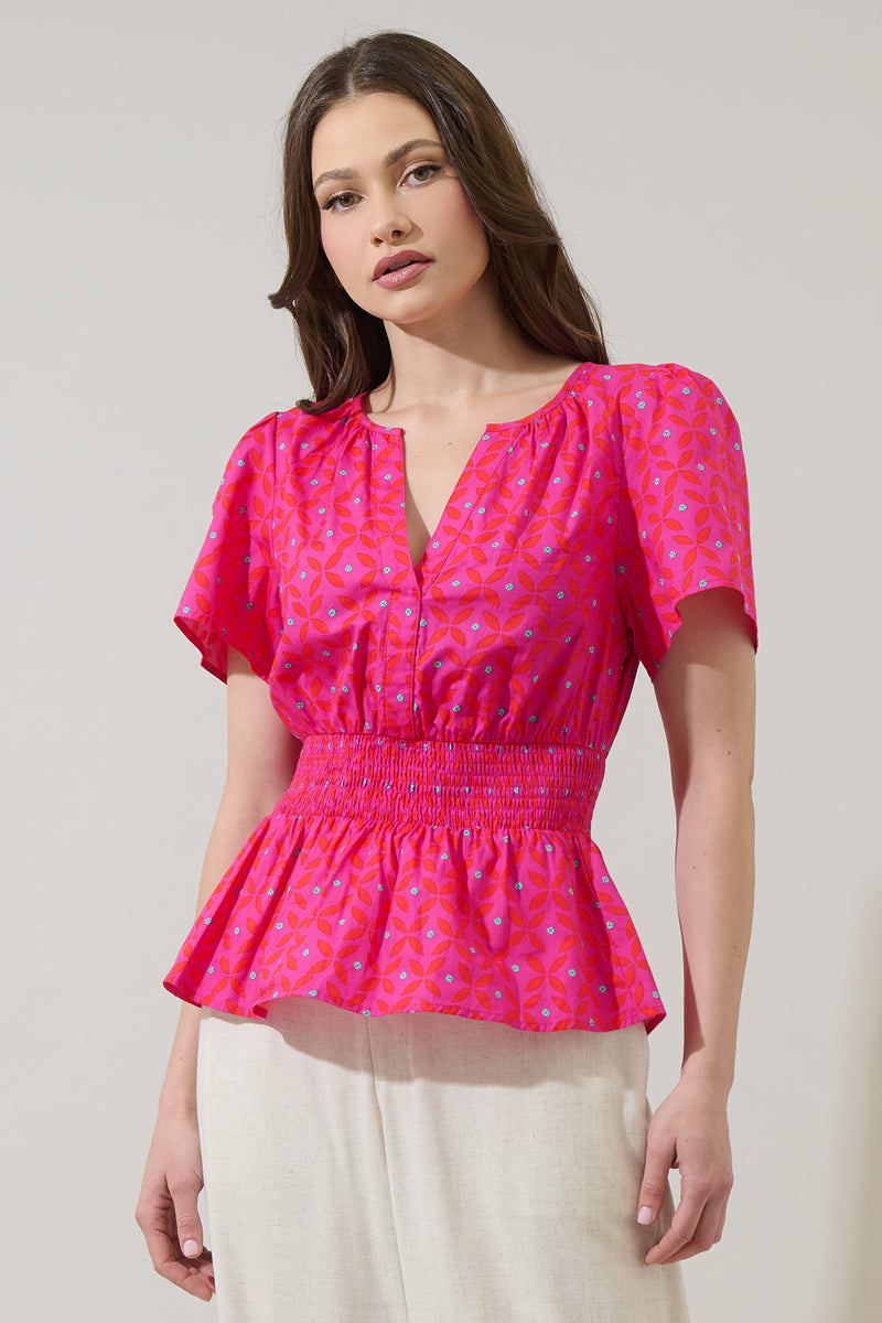 Vaila Floral Sarina Smocked Peplum Top – Sugarlips