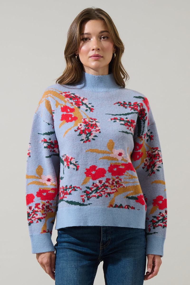 Fifi Floral Mock Neck Sweater – Sugarlips