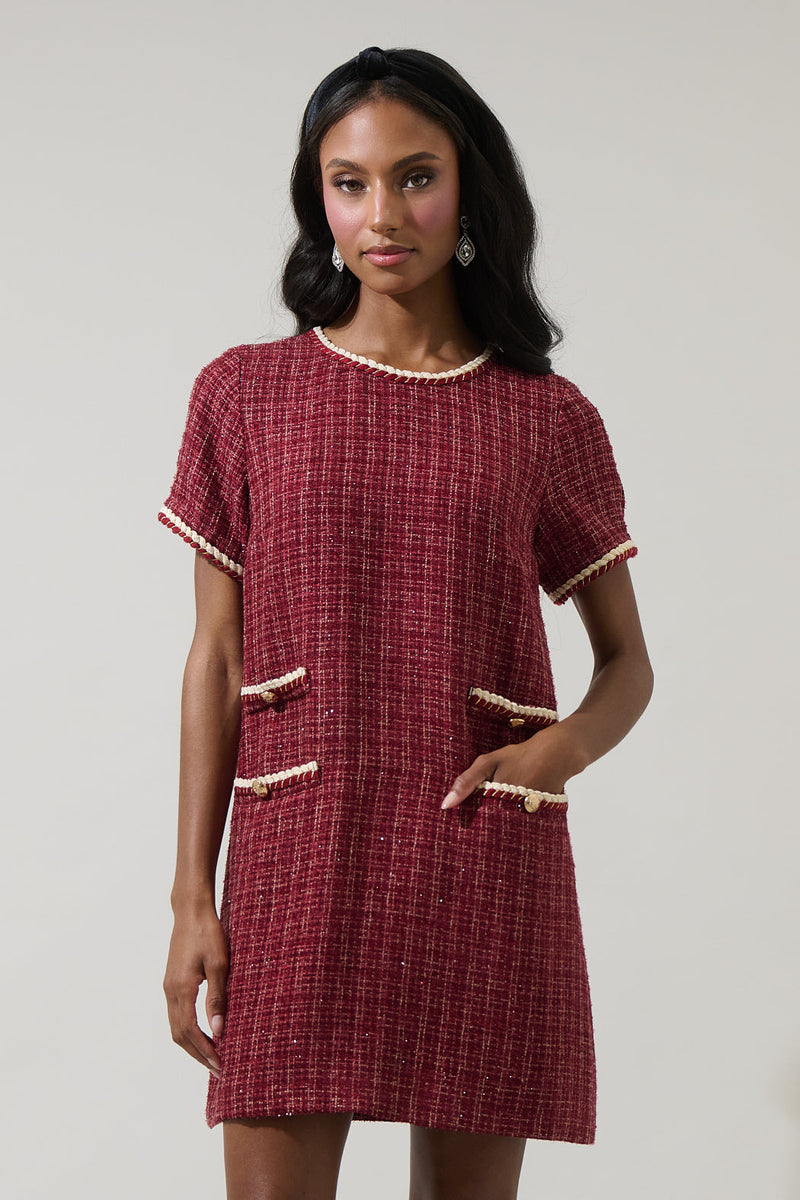 Haley Audrey Tweed Shift Mini Dress – Sugarlips