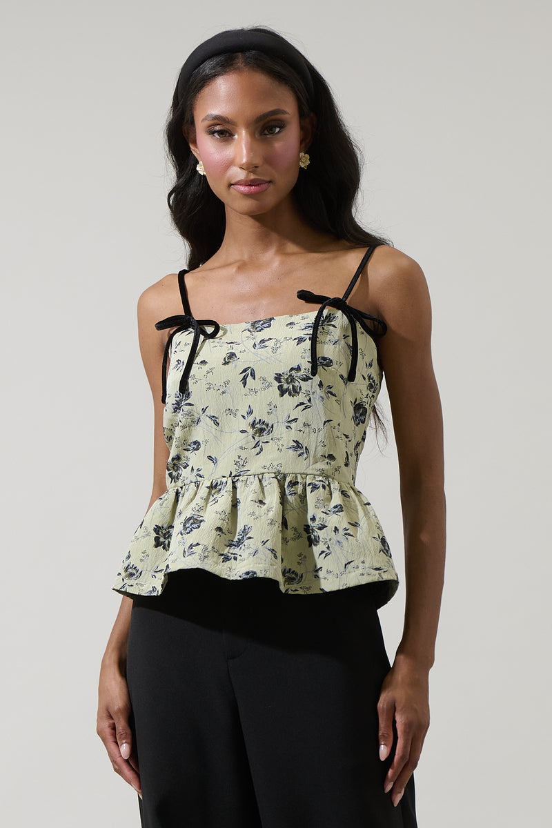 Ravelle Floral Peplum Bow Top – Sugarlips