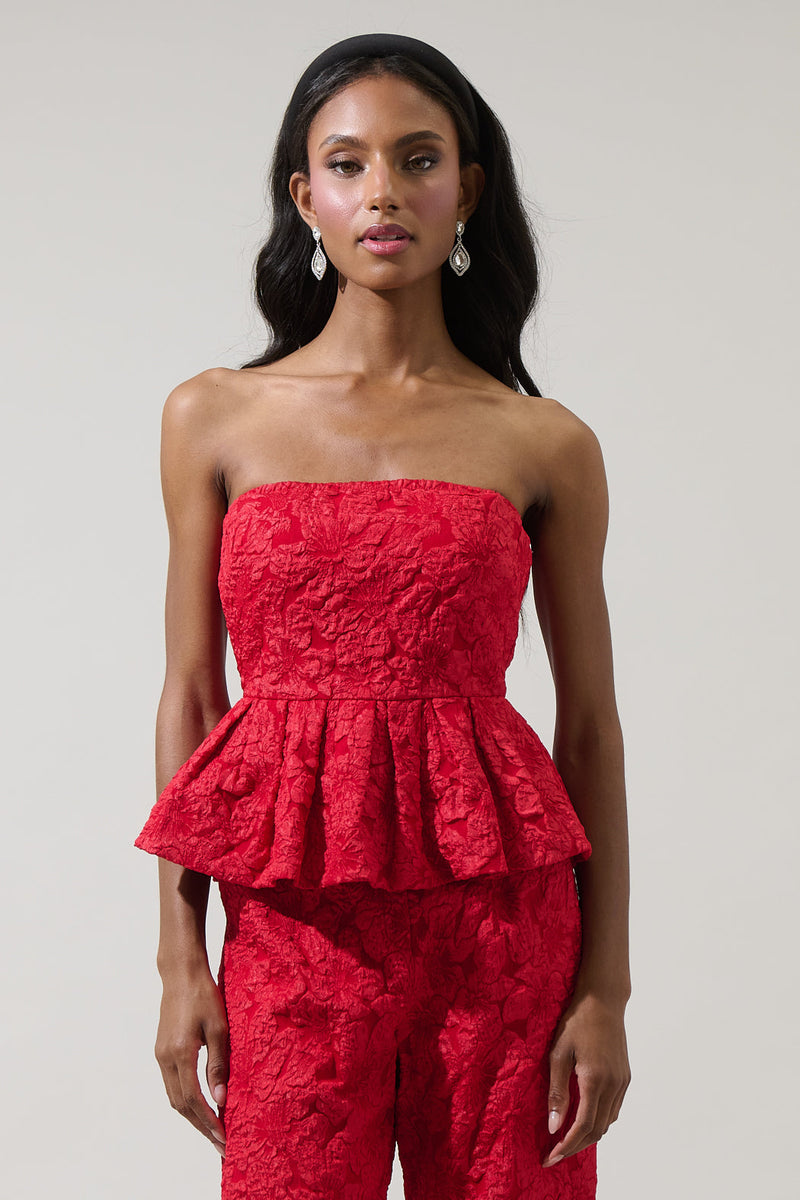 Arielle Jacquard Senny Peplum Top – Sugarlips