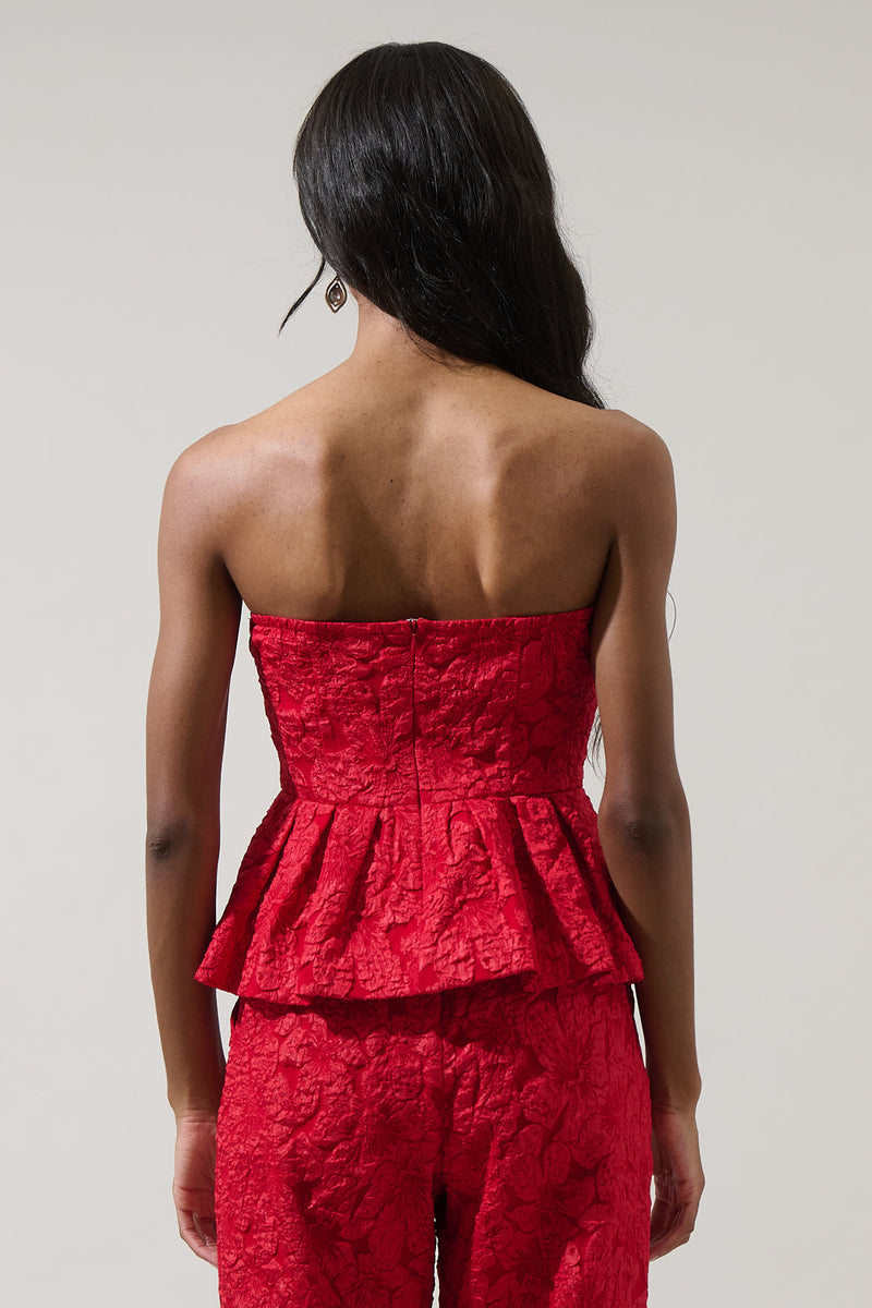 Arielle Jacquard Senny Peplum Top – Sugarlips