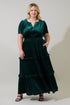 Juliete Velvet Palmer Tiered Maxi Dress Curve