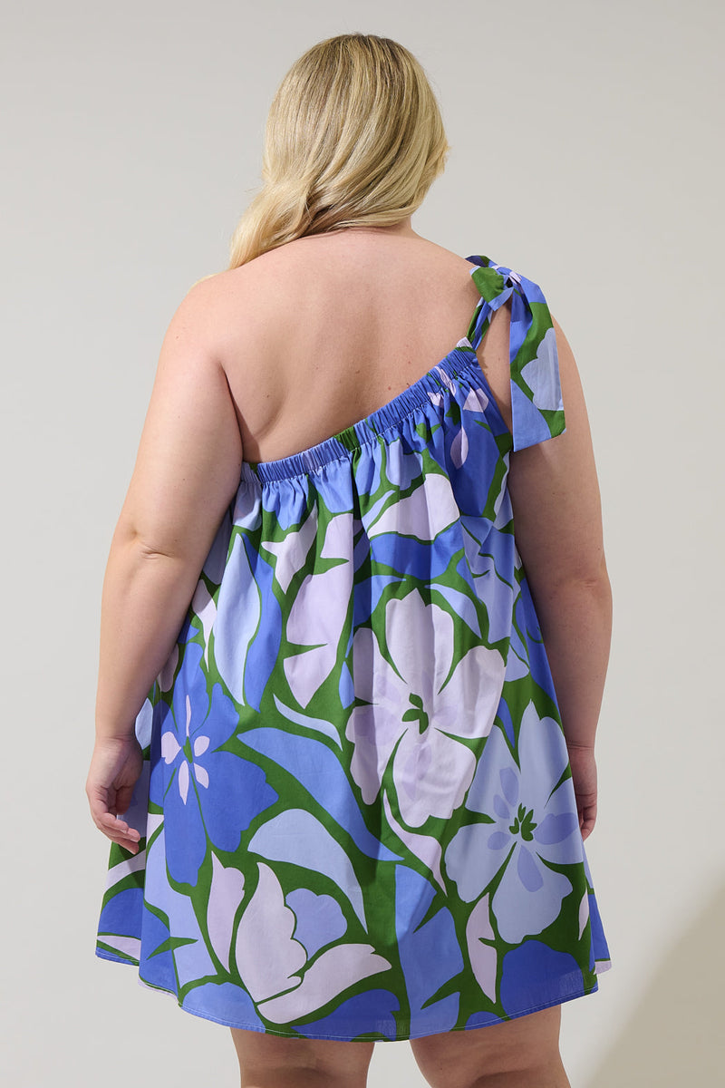 Dayana Floral Adley Shift One Shoulder Mini Dress Curve – Sugarlips