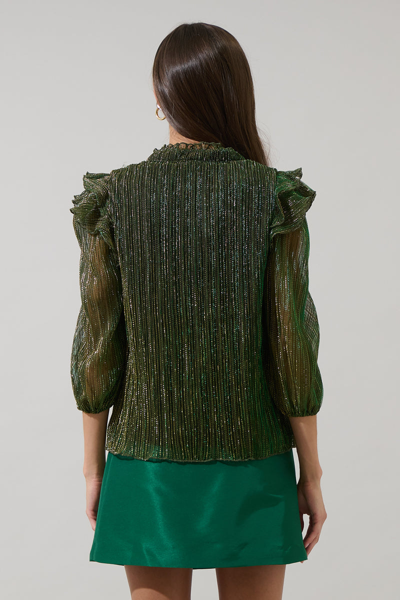 Senoviah Shiny Ruffle Blouse – Sugarlips