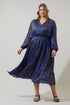 Krista Abstract Fabiola Split Neck Midi Dress Curve