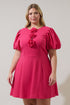 Zemira Rosette Bubble Sleeve Mini Dress Curve