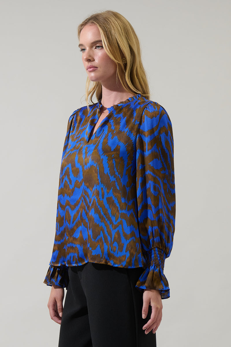 Krista Abstract Minda Keyhole Blouse – Sugarlips