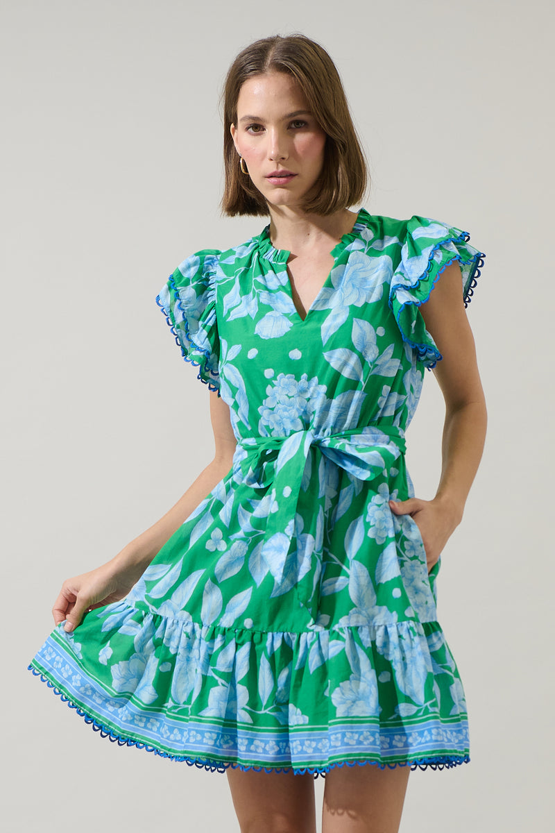 Verbena Floral Eriny Ruffle Mini Dress – Sugarlips
