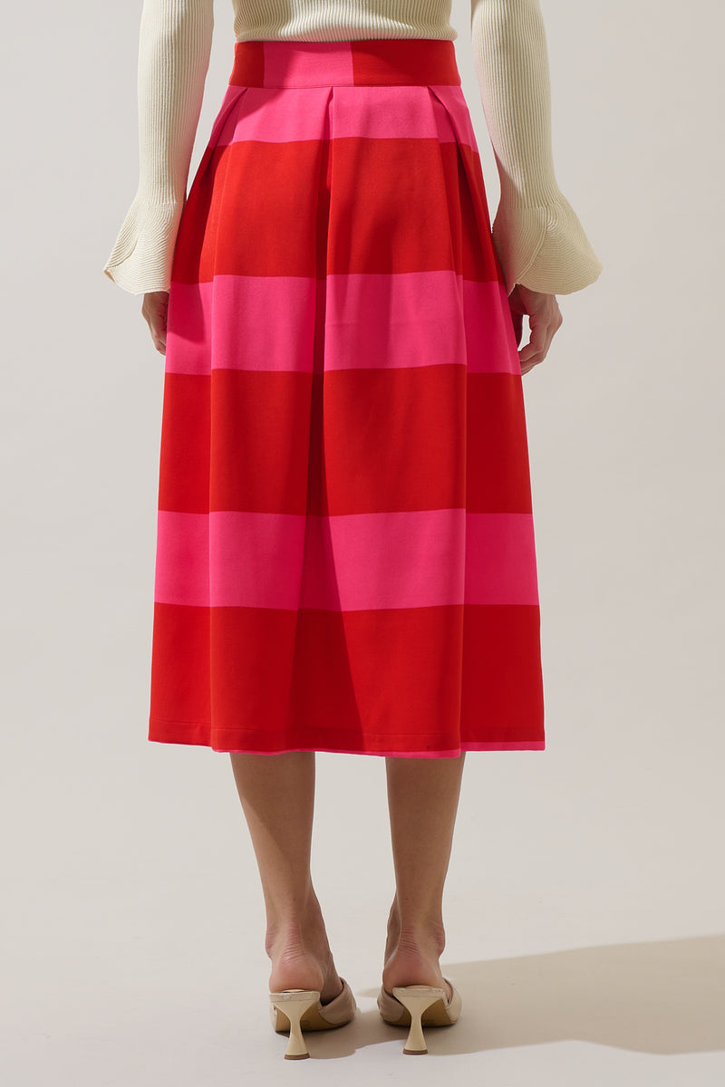 Lolli Stripe Pleated Midi Skirt – Sugarlips
