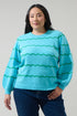 Maeverly Wavy Stripe Balloon Sleeve Sweater Curve