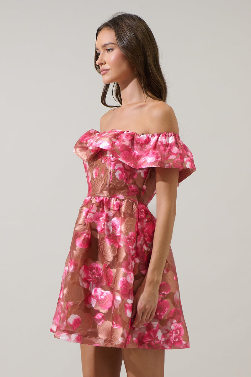 Rosy monster ミニフリルブラウス　ピンク Della Ruffle Mini Dress - Pink – Hazel & Olive