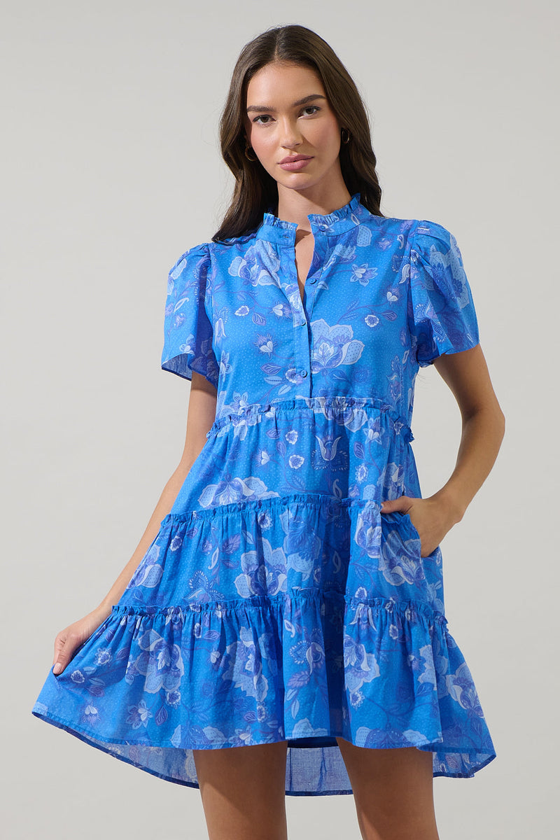 Selma Floral Otis Tiered Cotton Voile Mini Dress – Sugarlips