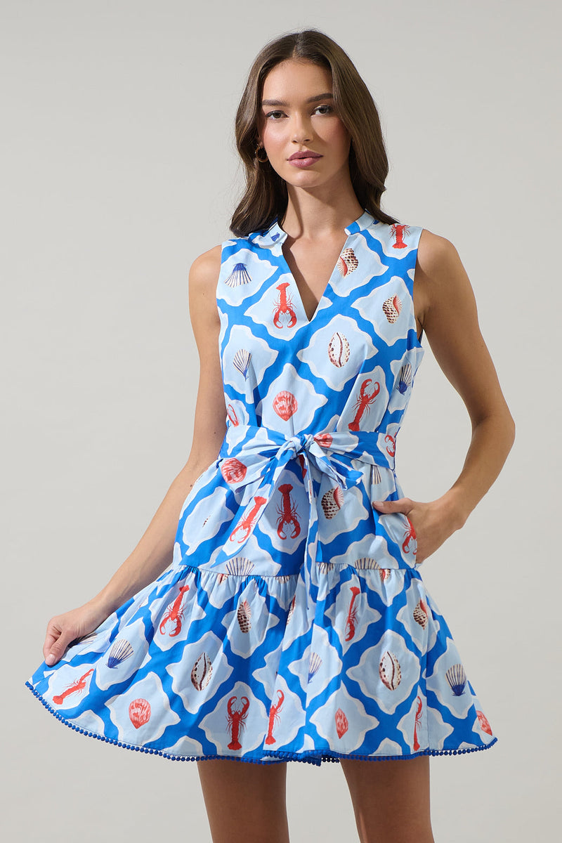 lobster dress Bay Vilma Sleeveless Mini WHTBLUE-MULTI / XS colour:coti-dress-rough-rose-burgundy and weekend outings Size:6-2 QINYI Women's Nursing Dresses