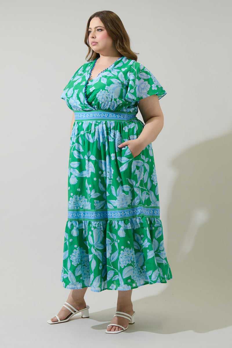 Verbena Floral Ingrida Surplice Maxi Dress Curve – Sugarlips