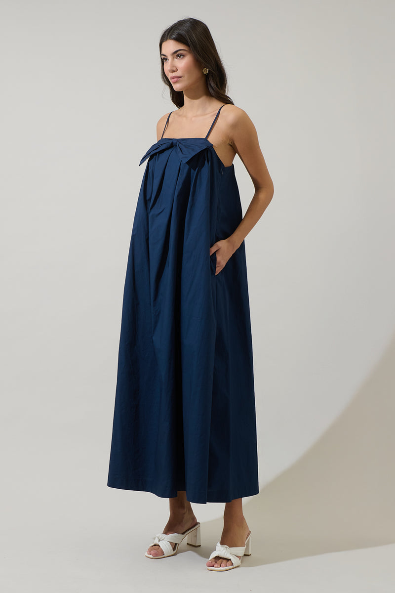 sugarlips maxi dress Women's Melly Pleated Bow - Blue Color:As Photo(2nd) Wear Tights Black Dress Pair it with lace look-tera-high-neck-maxi-dress-choc-sky-blue-polka