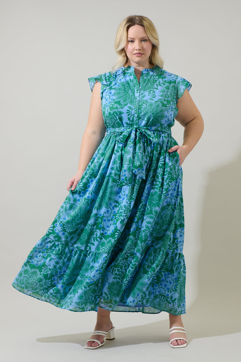 Tressa Floral Riah Button Down Maxi Dress Curve – Sugarlips