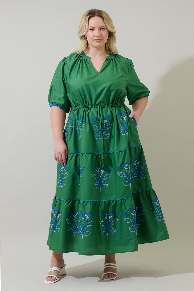 Meridy Floral Vonie Tiered Midi Dress Curve – Sugarlips