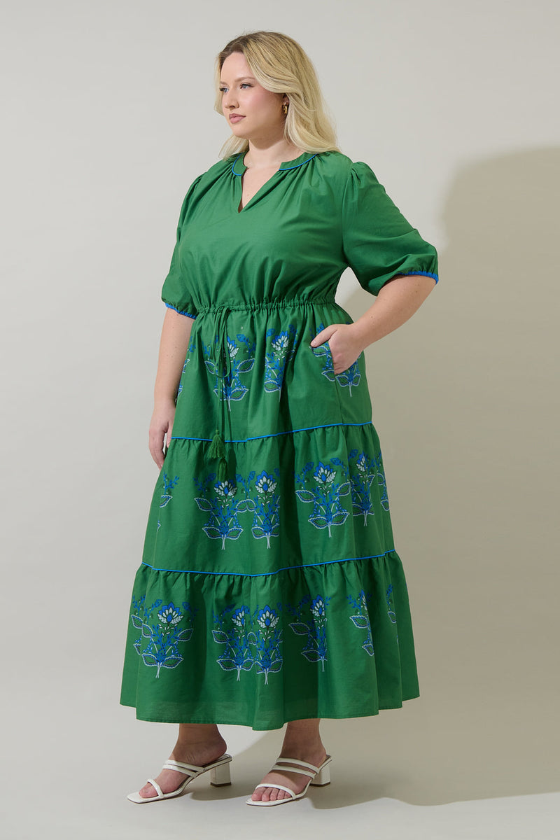 Meridy Floral Vonie Tiered Midi Dress Curve – Sugarlips