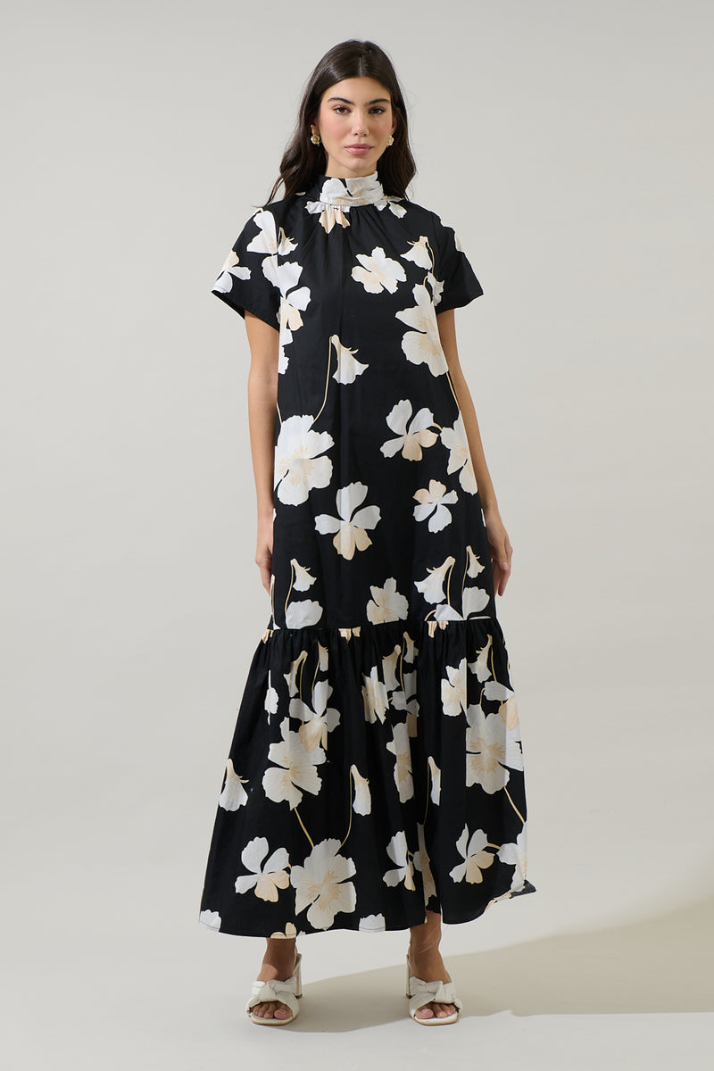 Medina Floral Dime Mockneck Maxi Dress – Sugarlips