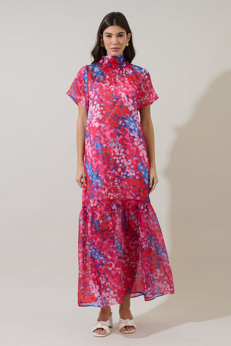 Leah Abstract Dime Organza Mockneck Maxi Dress – Sugarlips
