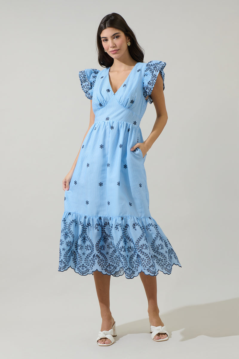 Joliet Stripe Eyelet Zayla Midi Dress – Sugarlips