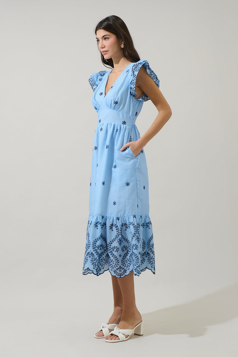 Joliet Stripe Eyelet Zayla Midi Dress – Sugarlips