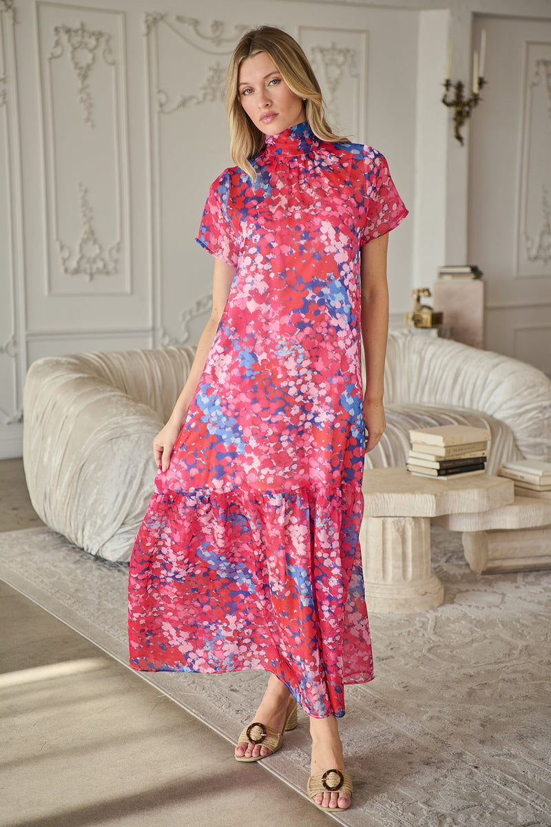 Leah Abstract Dime Organza Mockneck Maxi Dress – Sugarlips
