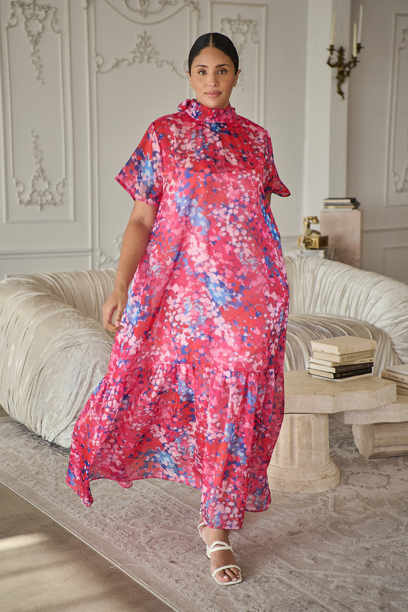 Leah Abstract Dime Organza Maxi Dress Curve – Sugarlips