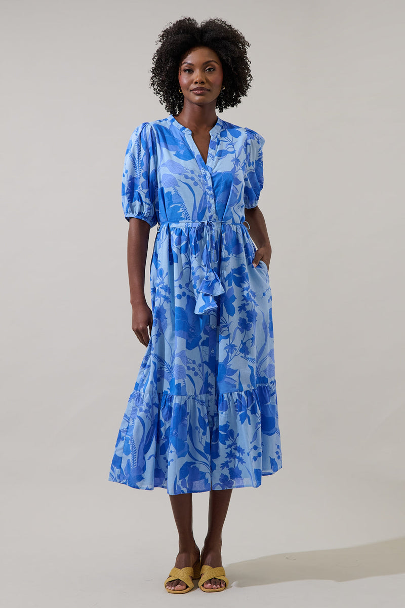 Beth Button Down Midi Dress Veran Floral – Sugarlips