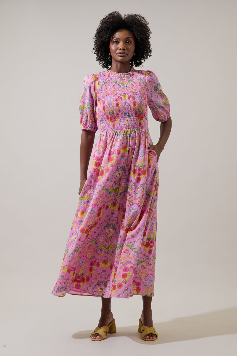 Ramsie Floral Bermy Smocked Maxi Dress – Sugarlips