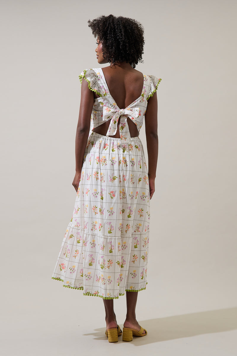 shibori tie back tiered cotton midi dress Diane Floral Maira CORAL-MUL / XS Pay With:390 Qs (Silkroll Fee: $9.75) Dusty Blue Ribbed Mock henna Side pockets