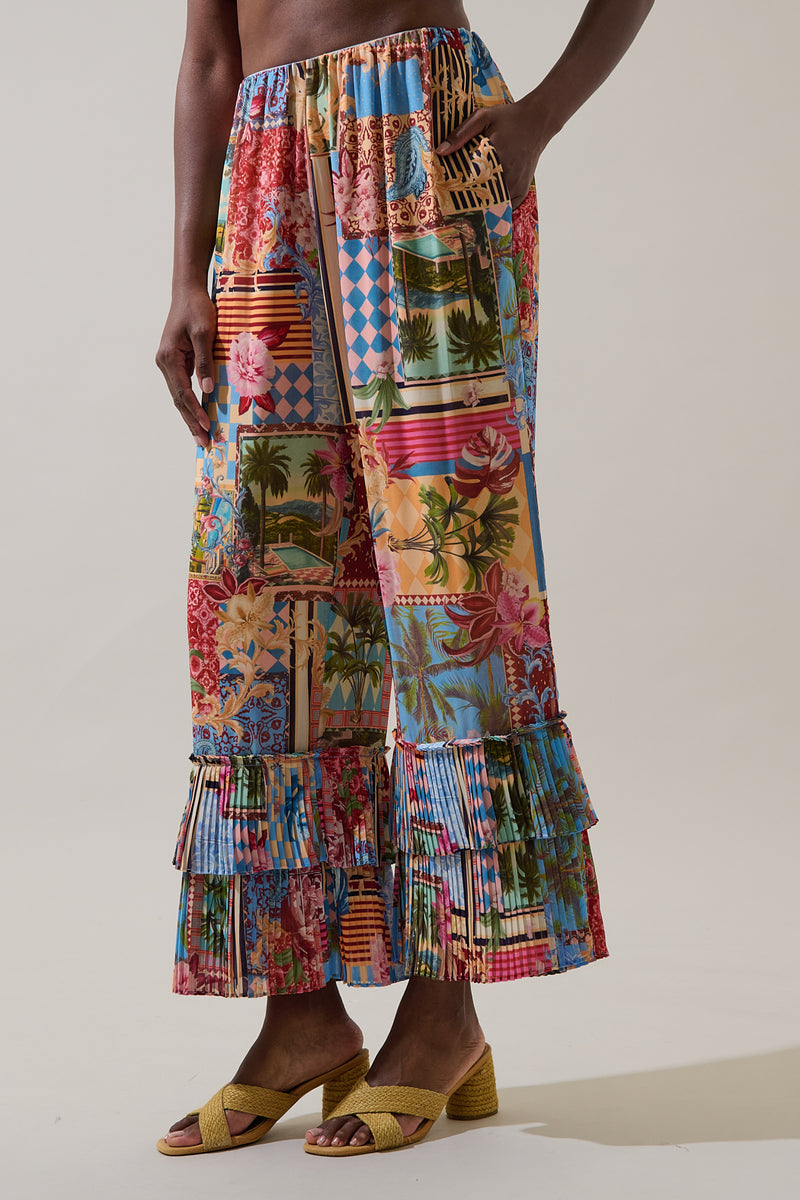 Melani Tropical Gabby Pleated Ruffle Pants – Sugarlips