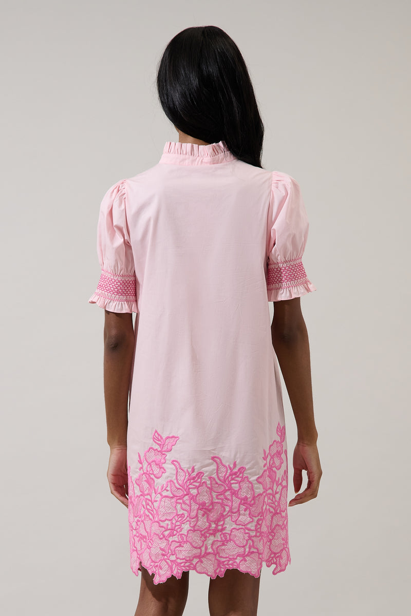 Hansie Embroidered Shift Mini Dress – Sugarlips