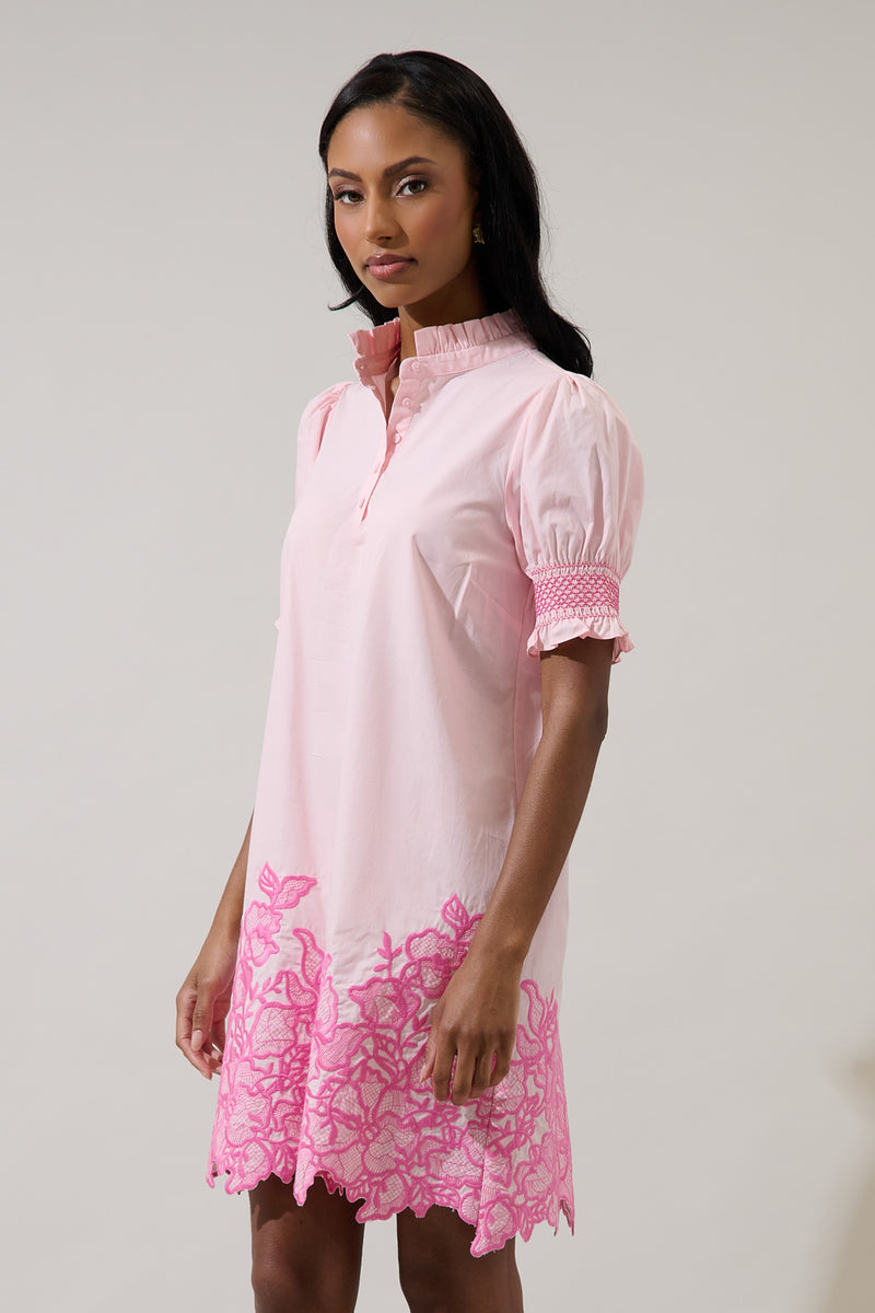 Hansie Embroidered Shift Mini Dress – Sugarlips