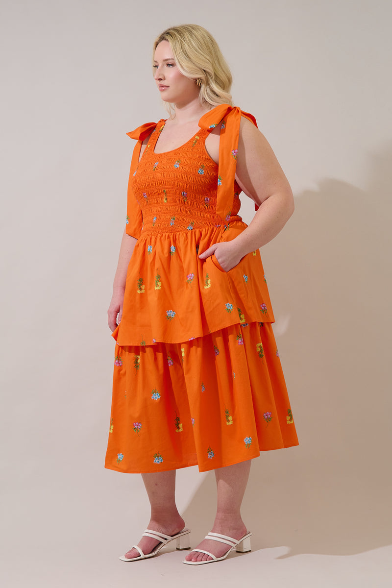 Kasia Smocked Midi Dress Denvie Floral Curve – Sugarlips